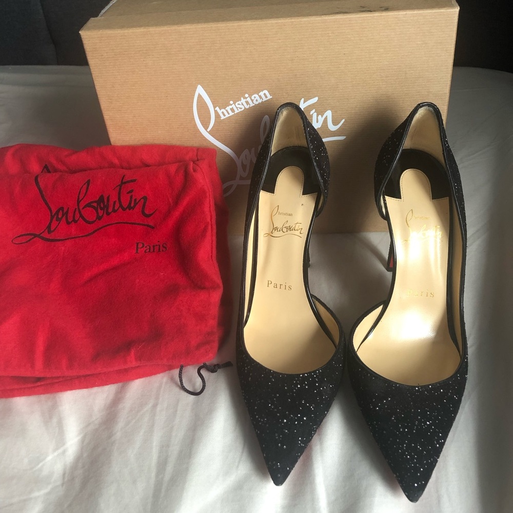 Louboutin Iriza 100 in Black Crosta Meteor!